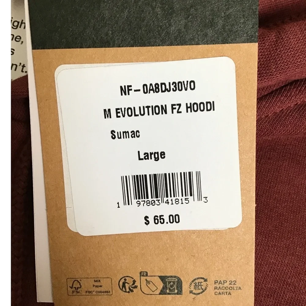 The North Face Men's Sumac Evolution Full-Zip Hoodie Size L NWT